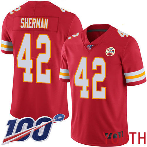 Youth Kansas City Chiefs #42 Sherman Anthony Red Team Color Vapor Untouchable Limited Player 100th Season Nike NFL Jersey->youth nfl jersey->Youth Jersey